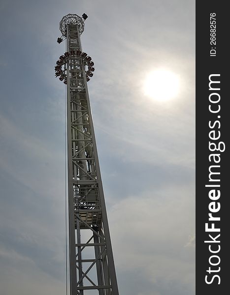 An amusement park tower in one of the Bucharest parks