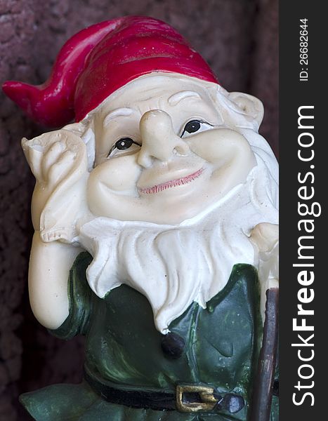 A close-up shot of a typical garden gnome