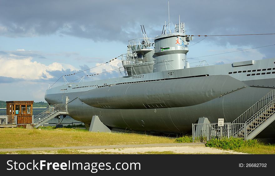 Submarine - monument and memorial of the 2nd World War in city kiel laboe - Germany. Submarine - monument and memorial of the 2nd World War in city kiel laboe - Germany