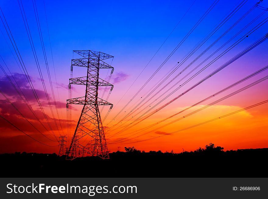 Silhouette Electricity Pylons