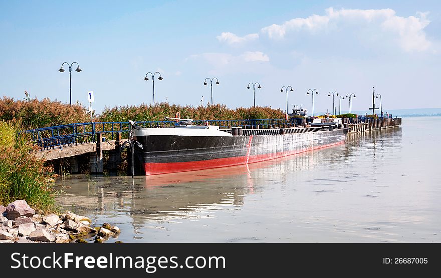 Barge at the harbor at Lake Balaton,Hungary