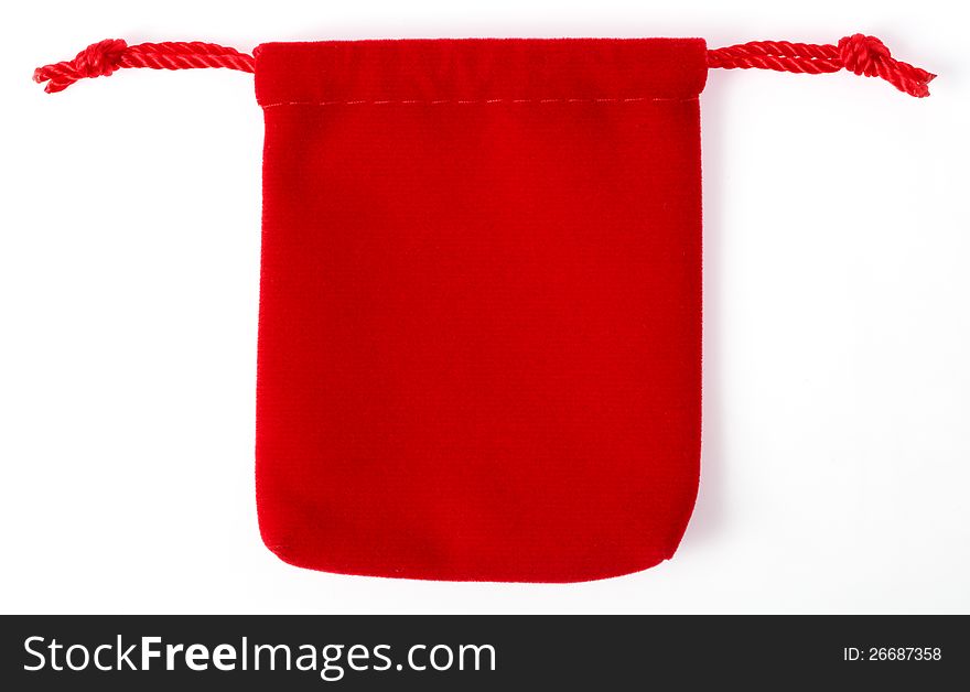 Red jewelry bag isolated on white. Red jewelry bag isolated on white