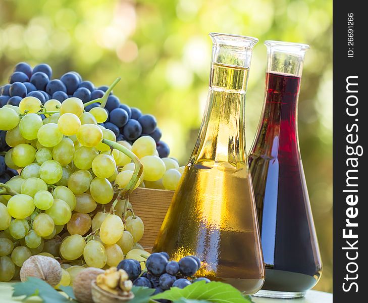 Quality wine and grapes on the table. Quality wine and grapes on the table