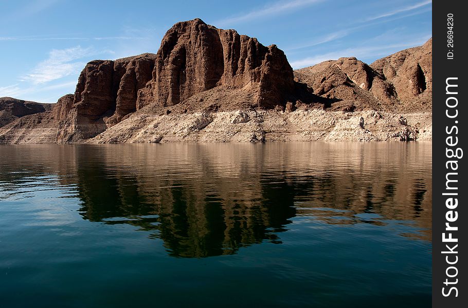 Rock formations as seen from a boat on Lake Mead. Rock formations as seen from a boat on Lake Mead