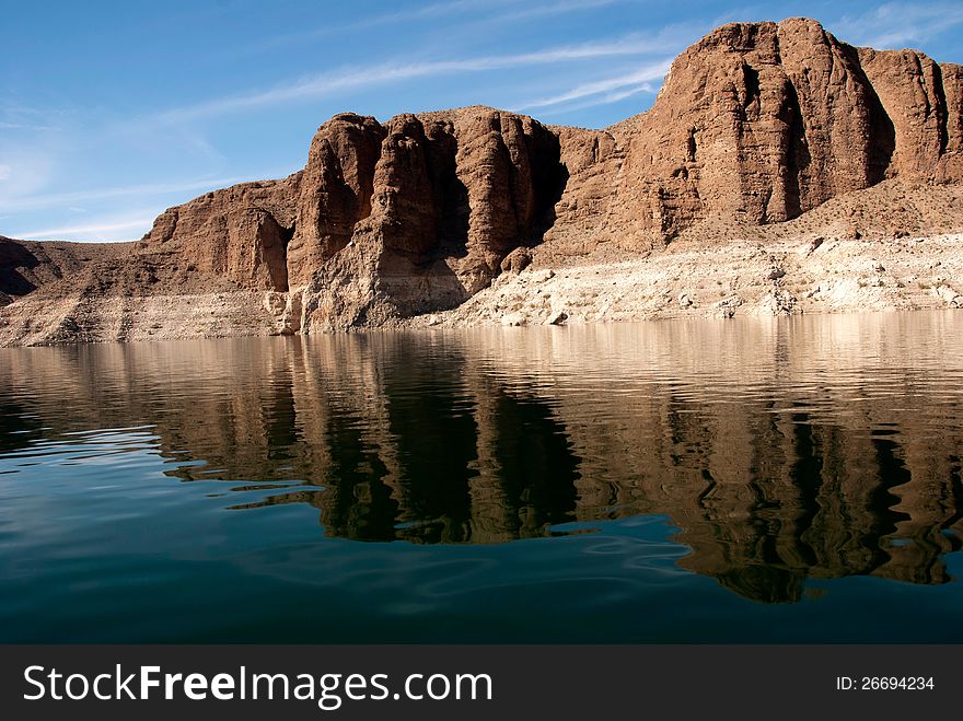 Rock formations as seen from a boat on Lake Mead. Rock formations as seen from a boat on Lake Mead