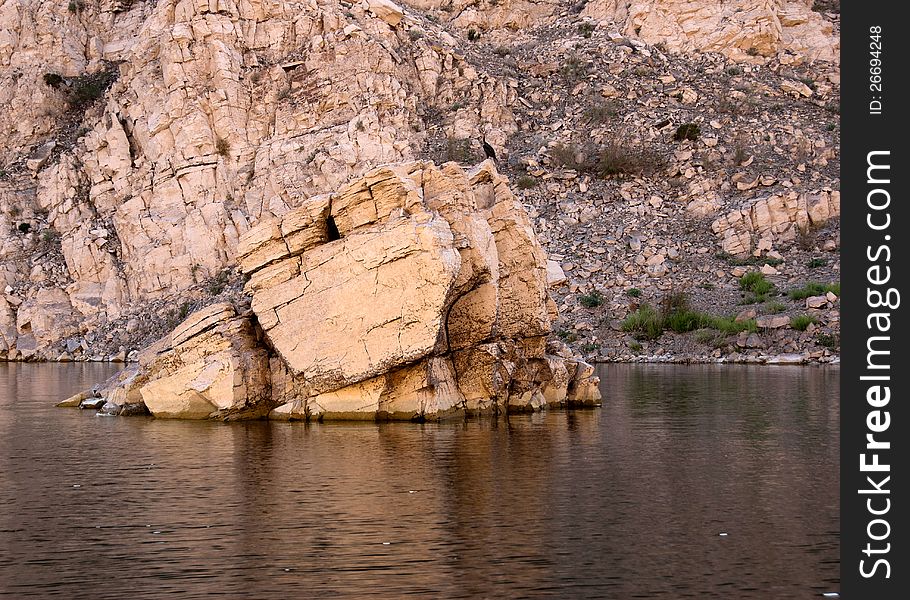 Rock formations as seen from a boat on Lake Mead. Rock formations as seen from a boat on Lake Mead