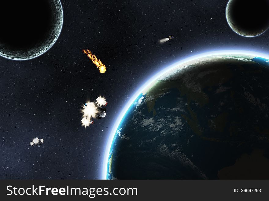 Asteroid Falling On Earth