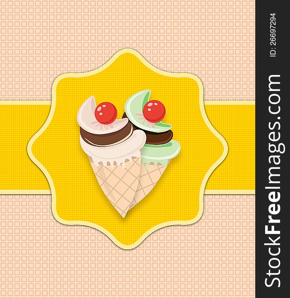 Illustration of cute ice cream card design. Illustration of cute ice cream card design.