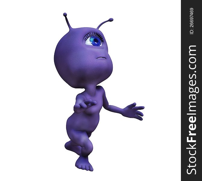3d rendered illustration of a cute purple monster.