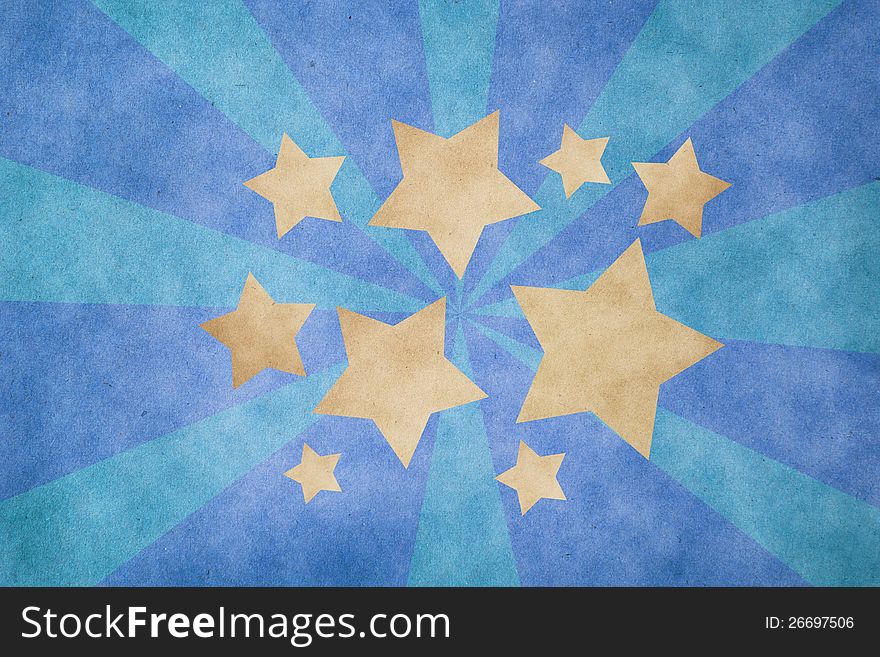 Grunge star paper with ray light