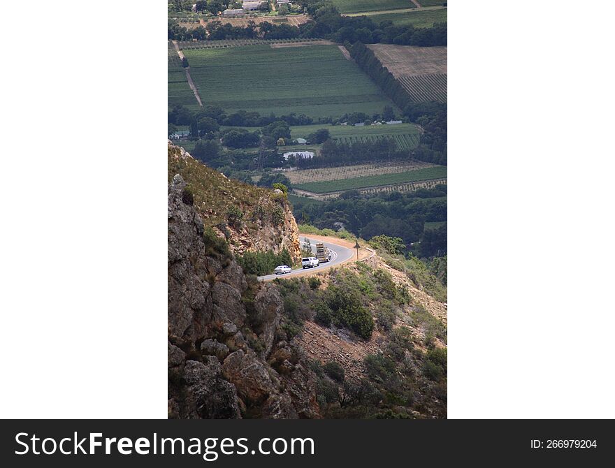 Vehicles on a cliff in Cape Town South Africa