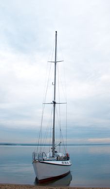 Yacht Near Coastline Royalty Free Stock Photo Yacht Near Coastline Royalty Free Stock Photo