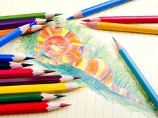 Color Pencils And Sketch Royalty Free Stock Image Color Pencils And Sketch Royalty Free Stock Image