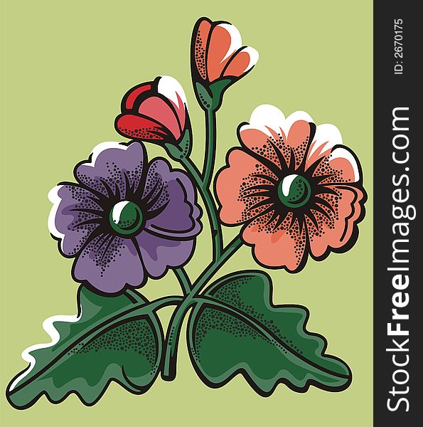 Vector illustration of red and violet flowers. Vector illustration of red and violet flowers.