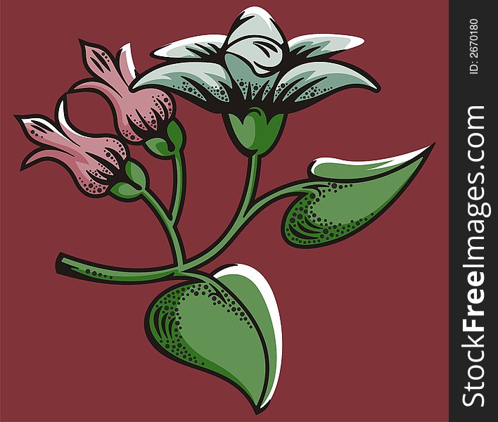 Vector illustration of a flower and flower buds. Vector illustration of a flower and flower buds.