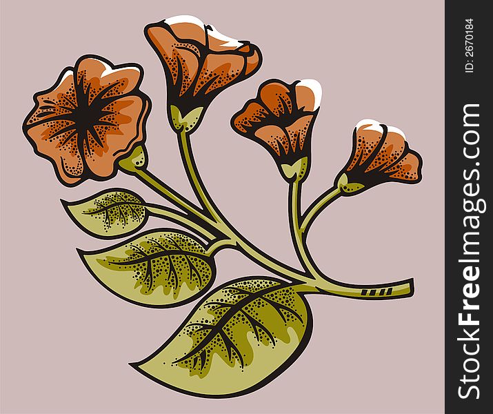 Vector illustration of a red flower with buds. Vector illustration of a red flower with buds.