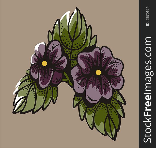 Vector illustration of two violet flowers. Vector illustration of two violet flowers.