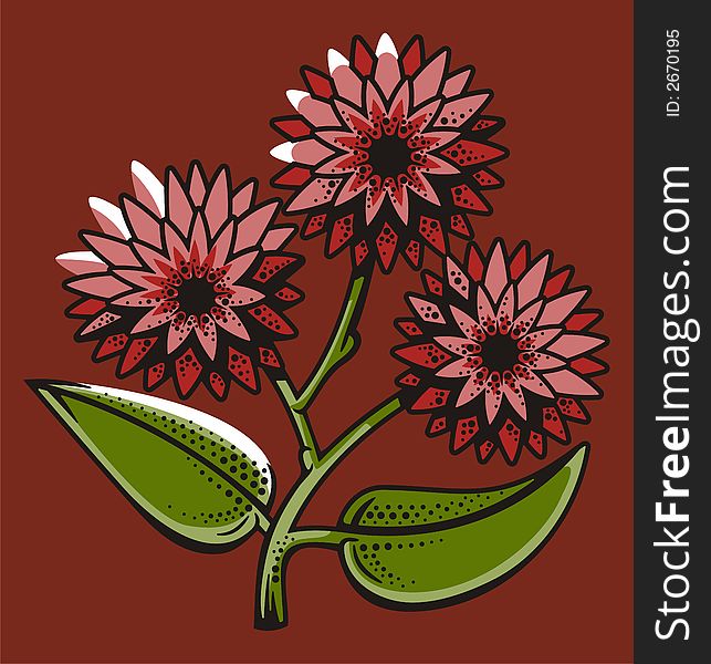 Vector illustration of red chrysanthemums. Vector illustration of red chrysanthemums.