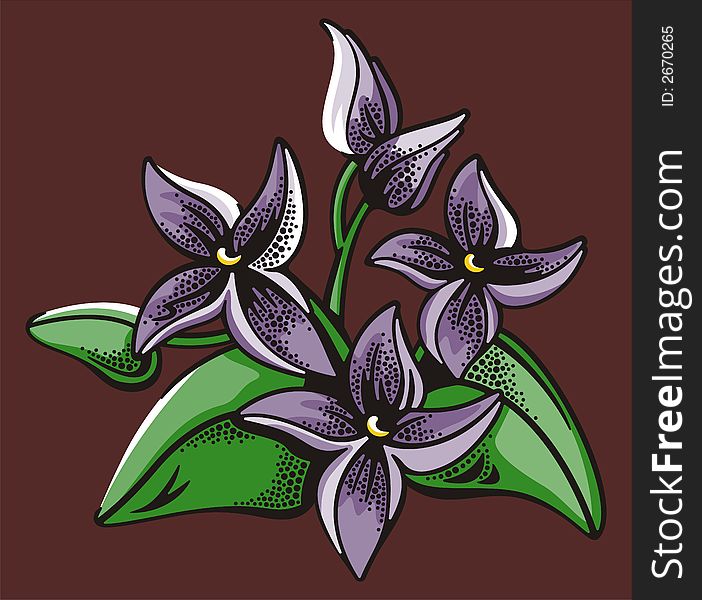 Vector illustration of violet flowers. Vector illustration of violet flowers.