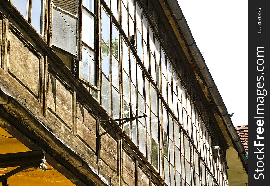 Old european building with nice wooden windows. Old european building with nice wooden windows