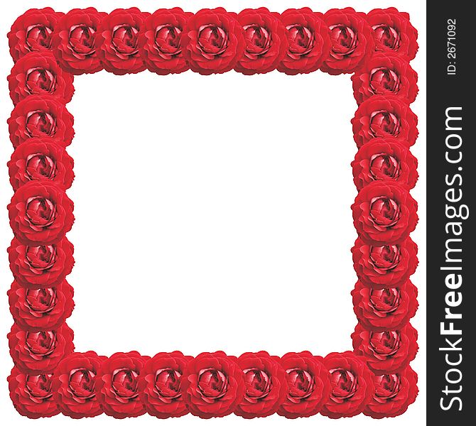 Frame of red roses. Square shaped on white. Frame of red roses. Square shaped on white.