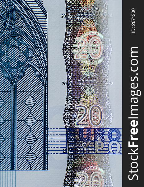 20 Euro banknote,extreme close-up. 20 Euro banknote,extreme close-up