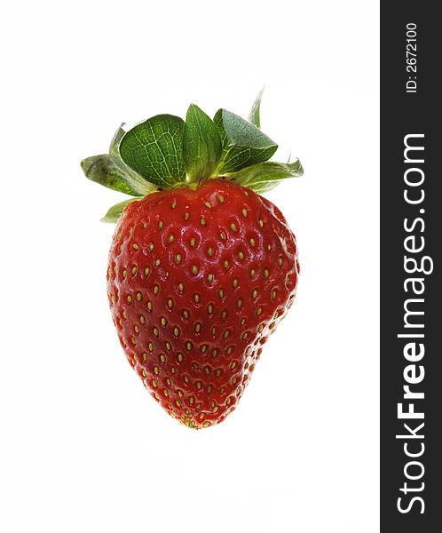 Single strawberry isolated over white background