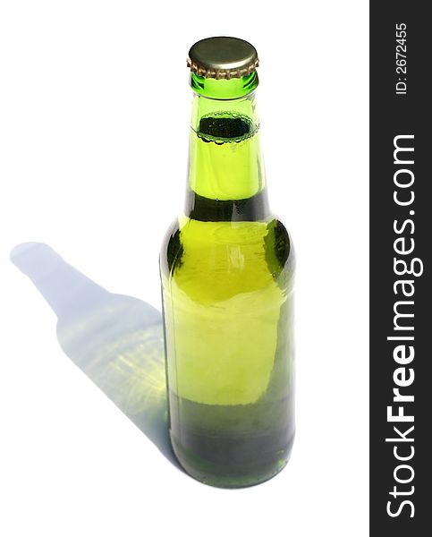 A Bottle of Lager Beer on white background lager