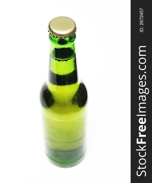 A Bottle of Lager Beer on white background