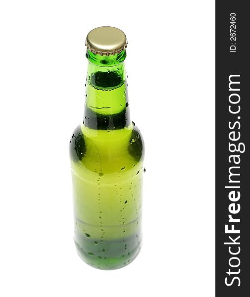 A Bottle of Lager Beer on white background