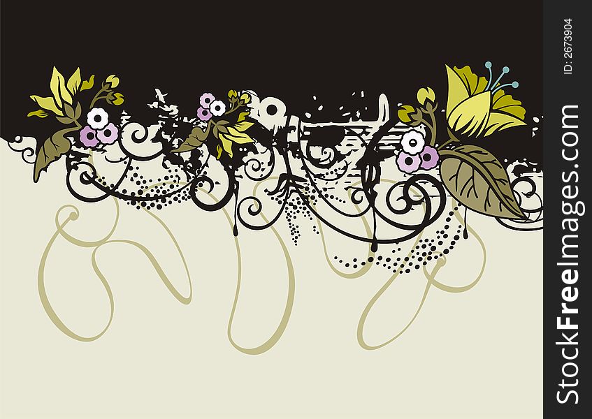 Floral grunge background with ornamental details. Floral grunge background with ornamental details.