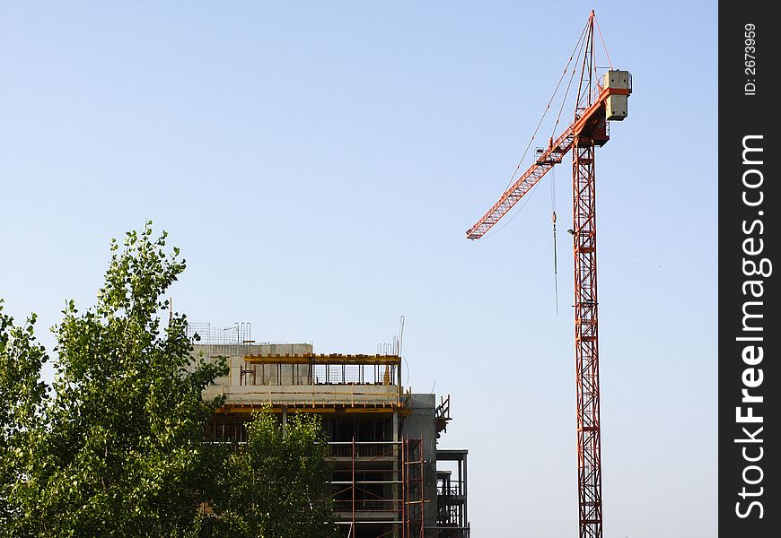 Construction yard in the city - raise of new homes