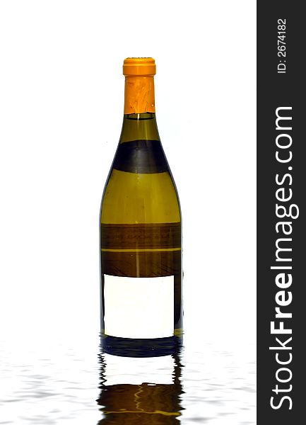 A white wine bottle isolated against a white background