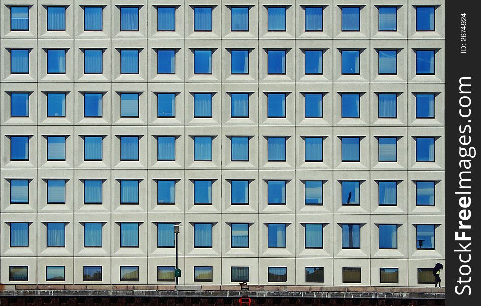 Building with sky blue windows