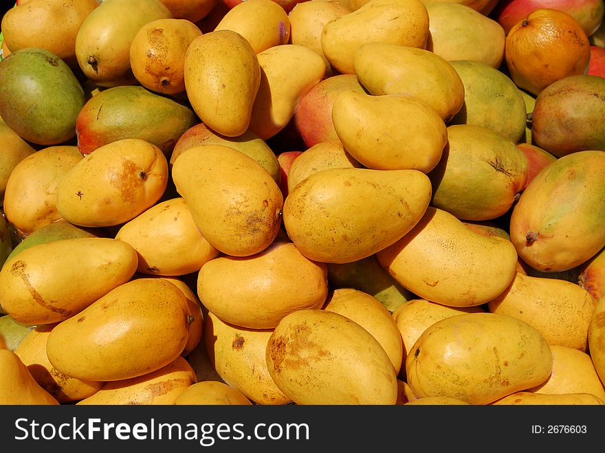 Mangos for sale at a farmers market, San Francisco