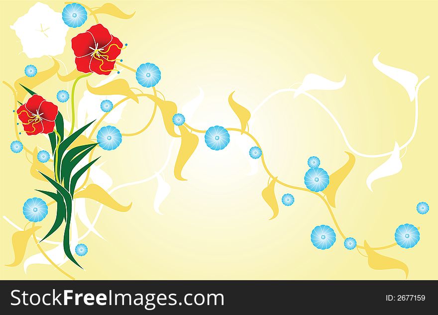 An abstract  design of a floral background design element. An abstract  design of a floral background design element