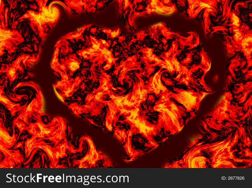 Fire blazing heart background decorative. Fire blazing heart background decorative