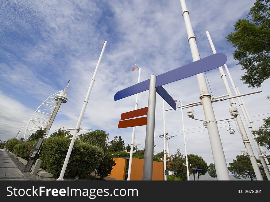 Billboard signs in futuristic and modern city - good of advertising concepts. Billboard signs in futuristic and modern city - good of advertising concepts