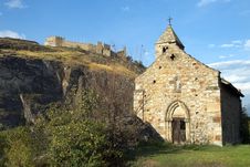 Castle Tourbillon And Chapel , Sion, Switzerland Royalty Free Stock Photo Castle Tourbillon And Chapel , Sion, Switzerland Royalty Free Stock Photo