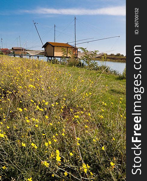 Fishing shack and dock on Bevano mouth