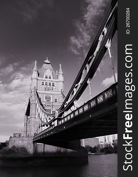 Tower Bridge in sepia tone, London. Tower Bridge in sepia tone, London