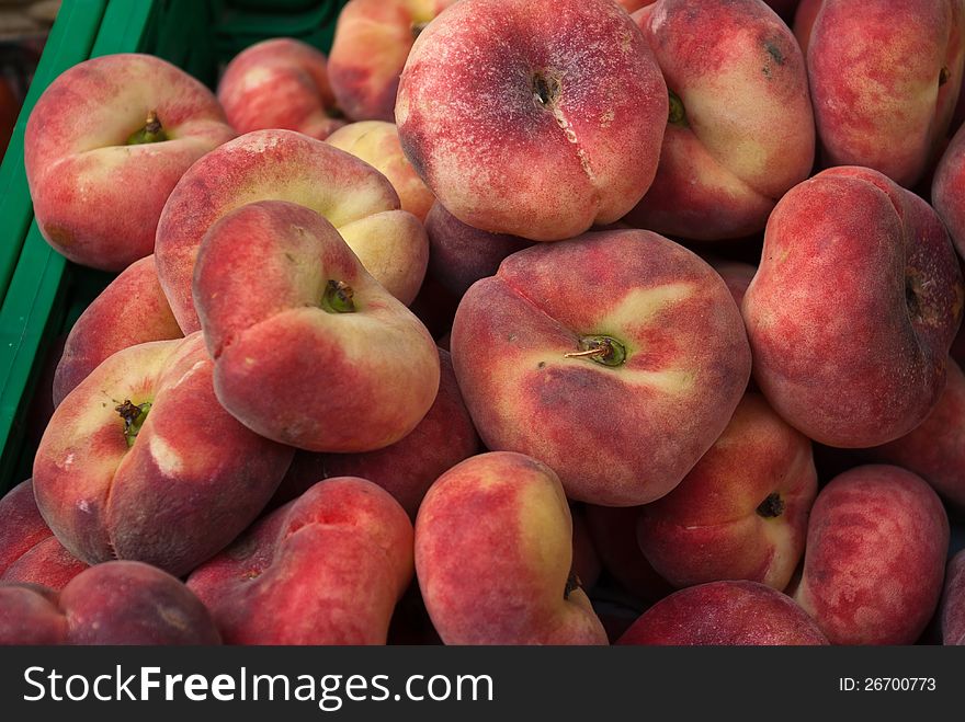 Stack of fresh peaches