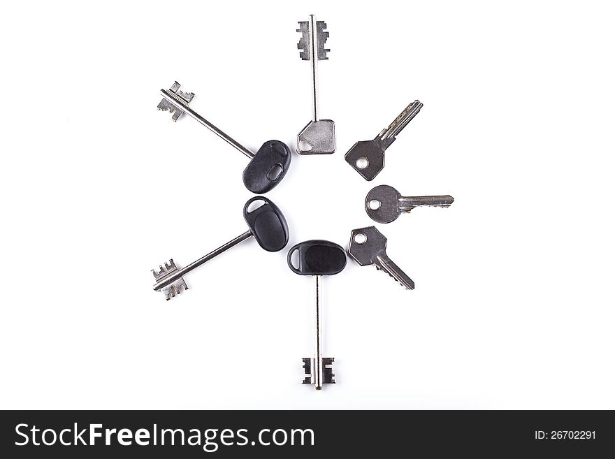 Photograph of a variety of keys set in a circle