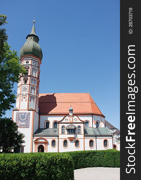 Benedictine abbey of Andechs on a hill east of the Ammersee, Germany. Benedictine abbey of Andechs on a hill east of the Ammersee, Germany