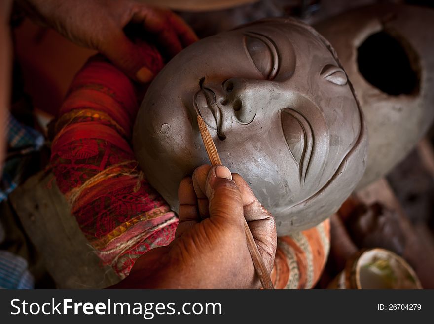 Idol making at Kumortuli Kolkata