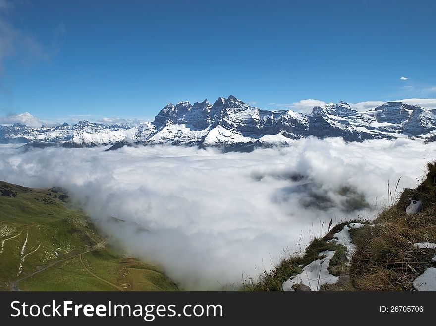 Morning Fog In Swiss Alps