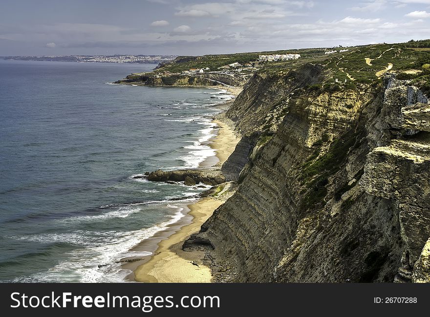 A Scene From Portugals Atlantic Coastline North Of Lisbon. A Scene From Portugals Atlantic Coastline North Of Lisbon