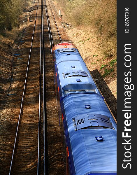 Image of a train on its way to the countryside