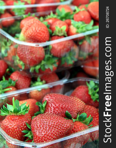 Image of fresh strawberry in plastic containers