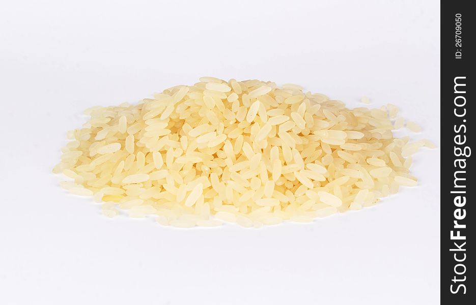 Pile of rice isolated on white background